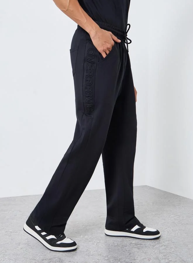 Styli  Men Black Oversized Side Embossed Joggers for Men | Best Price UAE